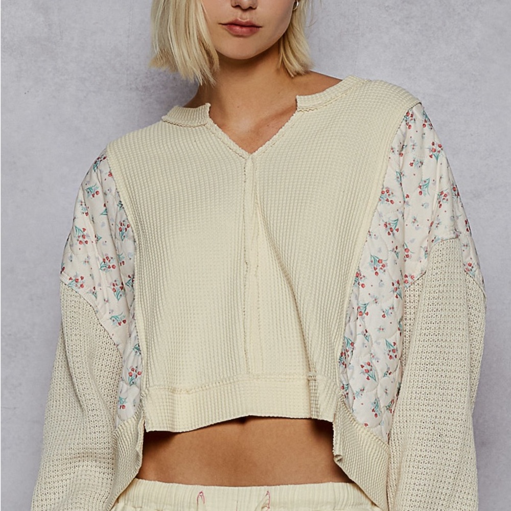 POL Cream and Floral Patchwork Sweater